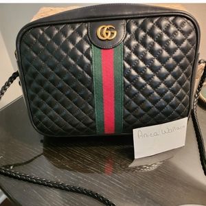 GucciBlack Quilted Leather Trapunata Camera Bag Gold Hardware